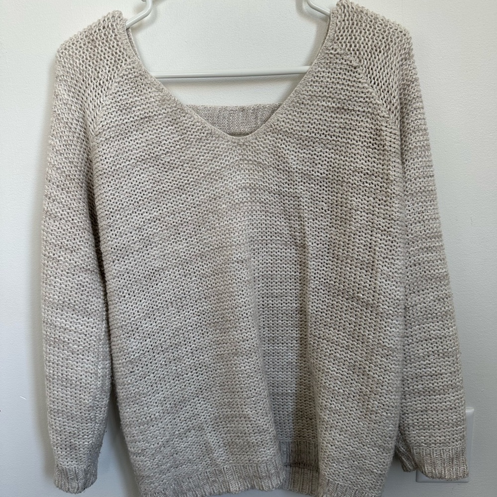 Women's Cream Sweater with Cut-Out in Back